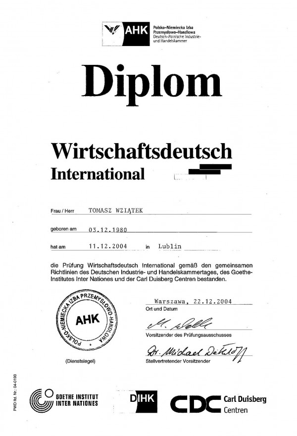 Dyplom międzynarodowy